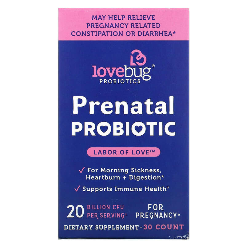 LoveBug Probiotics Prenatal Probiotic 20 Billion CFU 30 Count 850002716214