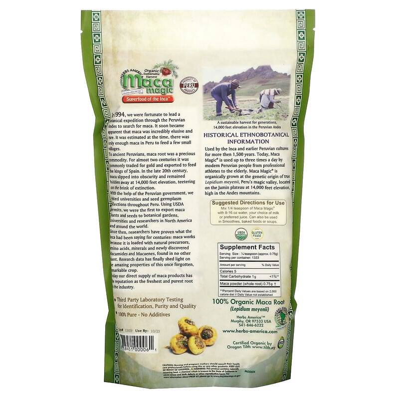 Maca Magic, Organic 100% Pure Maca Root Powder, 2.2 lbs (1,000 g) 838451000061