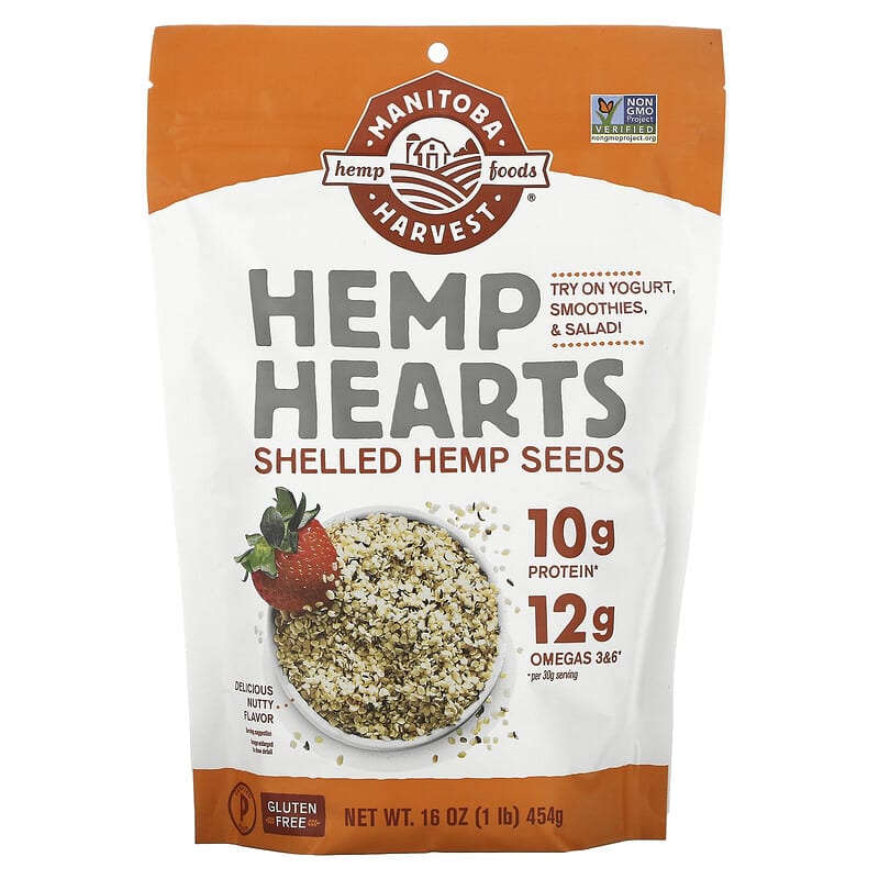 Manitoba Harvest Hemp Hearts Shelled Hemp Seeds Delicious Nutty Flavor 16 oz (454 g) 697658201219