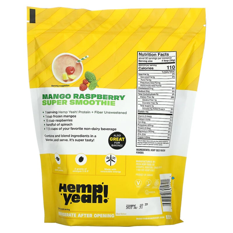 Manitoba Harvest, Hemp Yeah!, Unsweetened, 32 oz (907 g) 697658691041