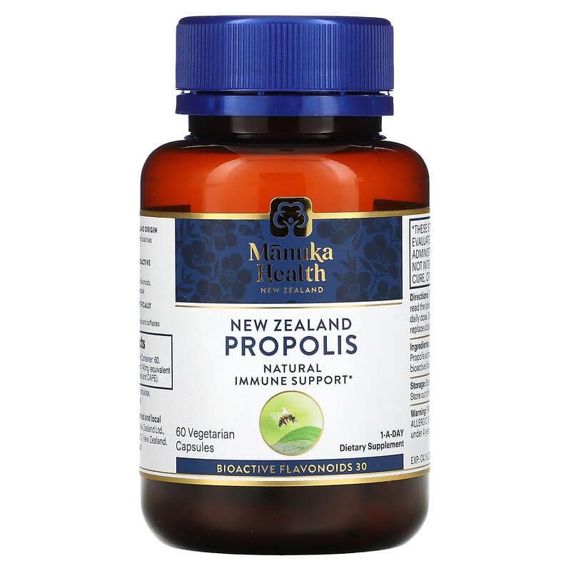 Manuka Health, New Zealand Propolis, 60 Vegetarian Capsules 810001470715