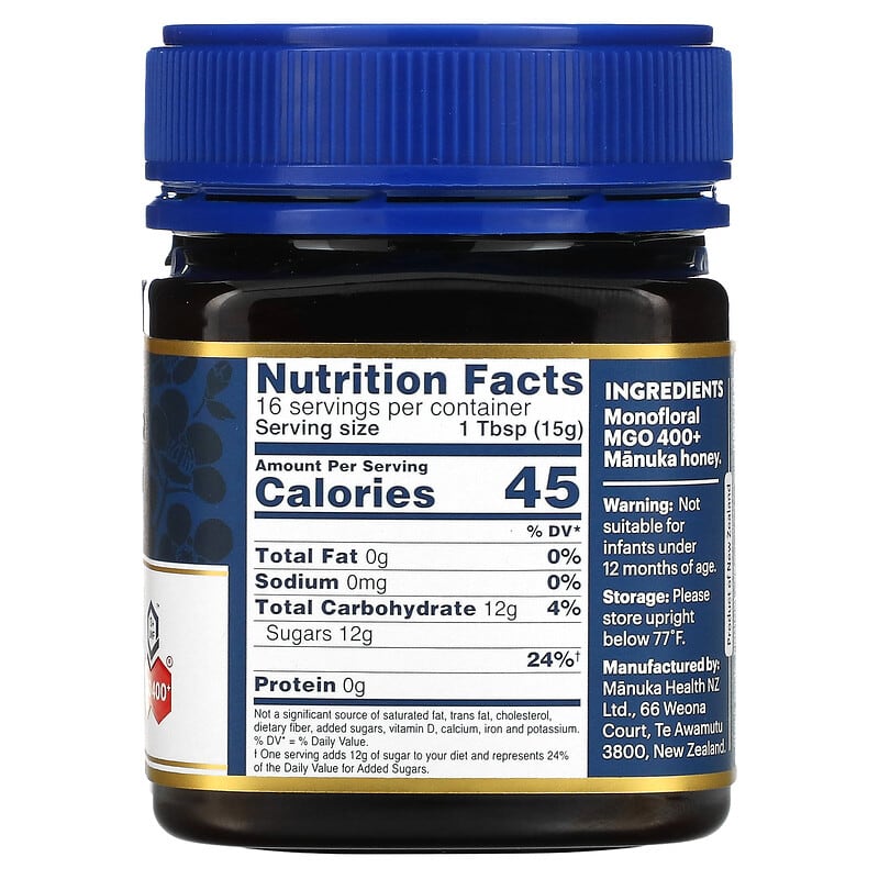 Manuka Health, Raw Manuka Honey, MGO 400+, 8.8 oz (250 g) 895015001544