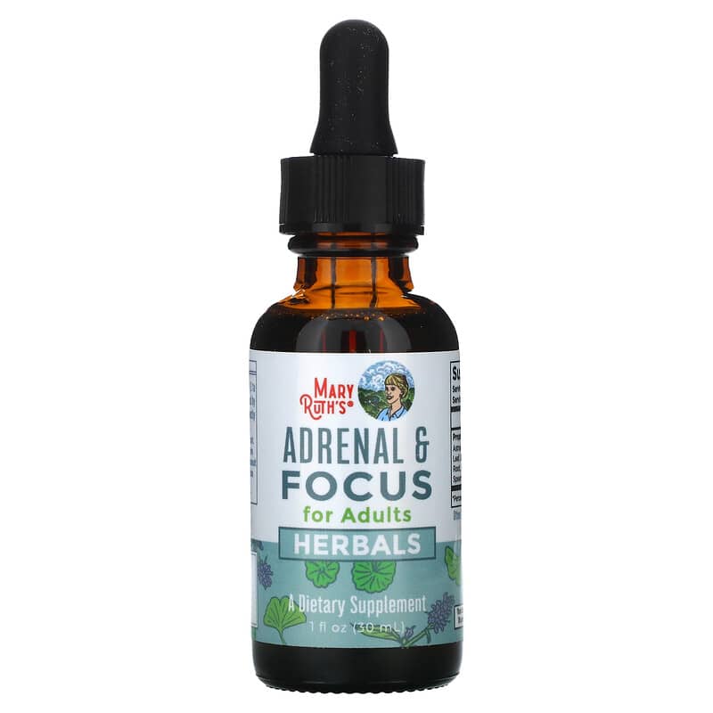 MaryRuth Organics, Herbals, Adrenal & Focus For Adults, 1 fl oz (30 ml) 856645008471