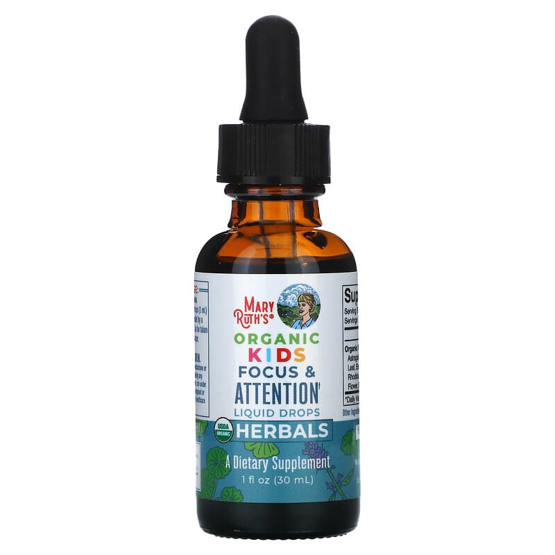 MaryRuth Organics, Herbals, Organic Kids Focus & Attention Liquid Drops, 1 fl oz (30 ml) 856645008495