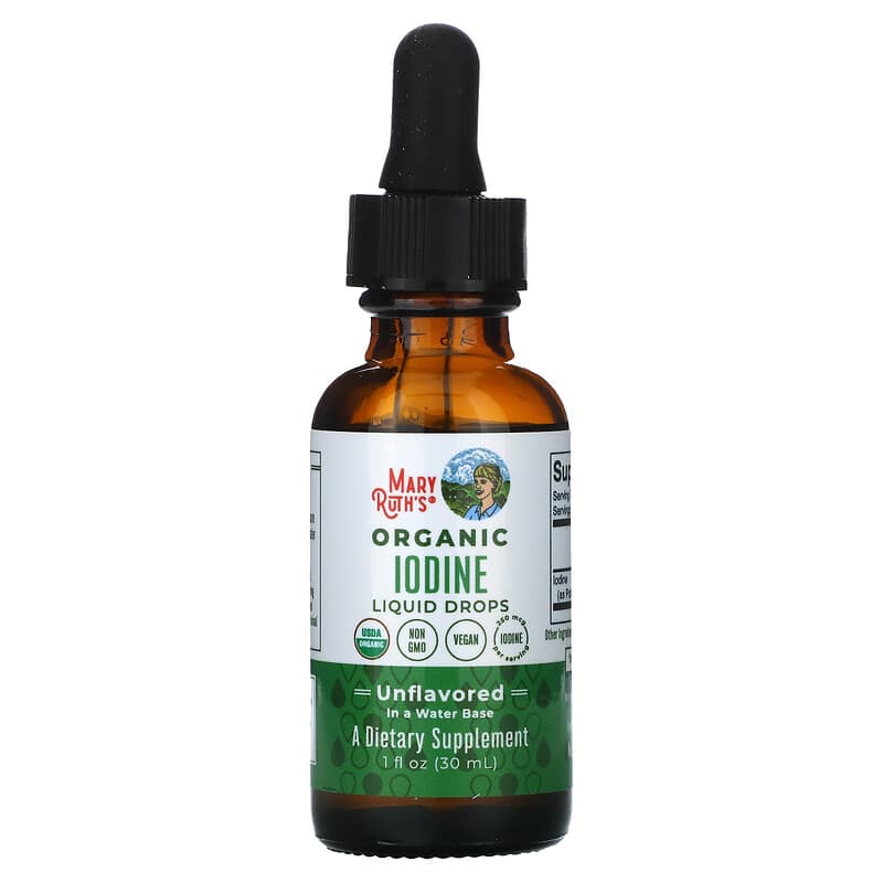 MaryRuth Organics, Organic Iodine Liquid Drops, Unflavored, 1 fl oz (30 ml) 856645008167