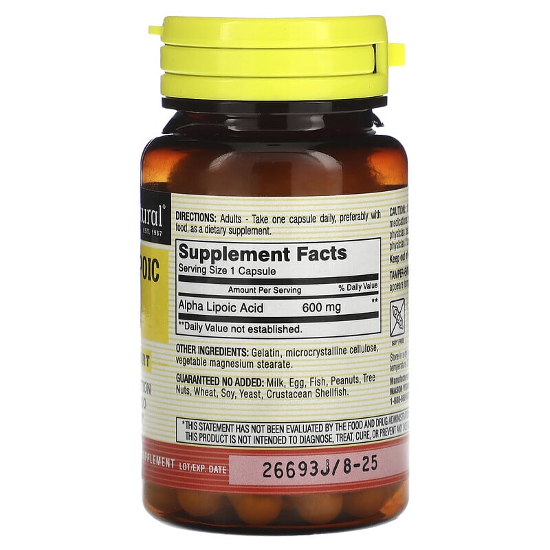 Mason Natural, Alpha-Lipoic Acid, 600 mg, 30 Capsules 311845172280