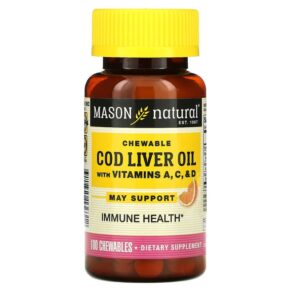 Mason Natural Chewable Cod Liver Oil with Vitamins A C & D Orange 100 Chewables 311845136312