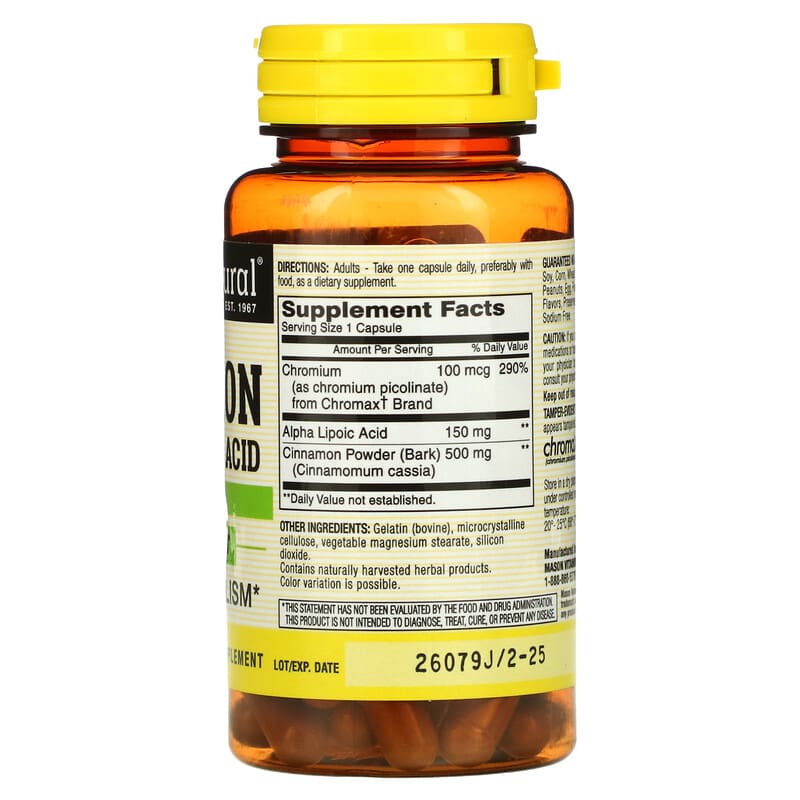 Mason Natural, Cinnamon Alpha Lipoic Acid, 60 Capsules 311845165558