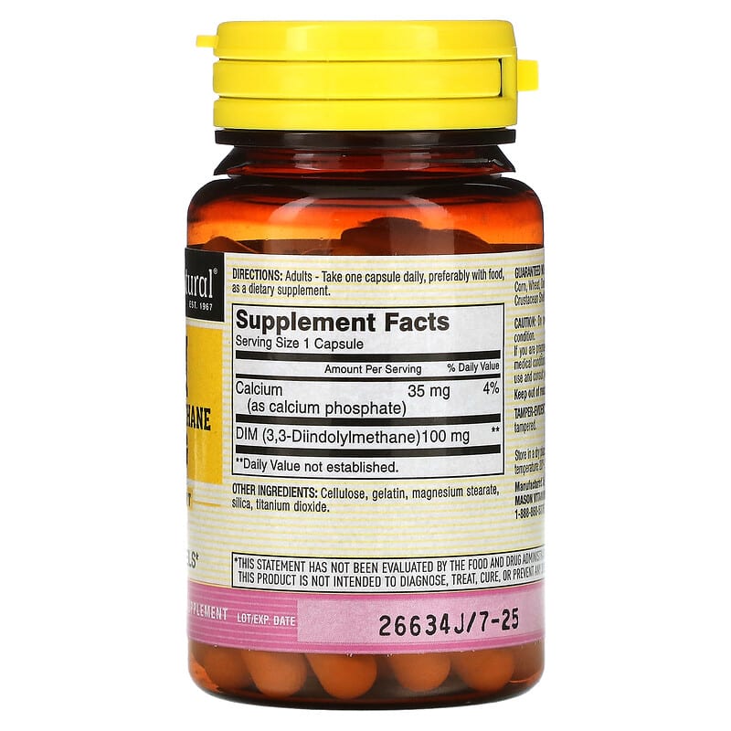 Mason Natural, DIM Diindolylmethane, 100 mg, 60 Capsules 311845178152