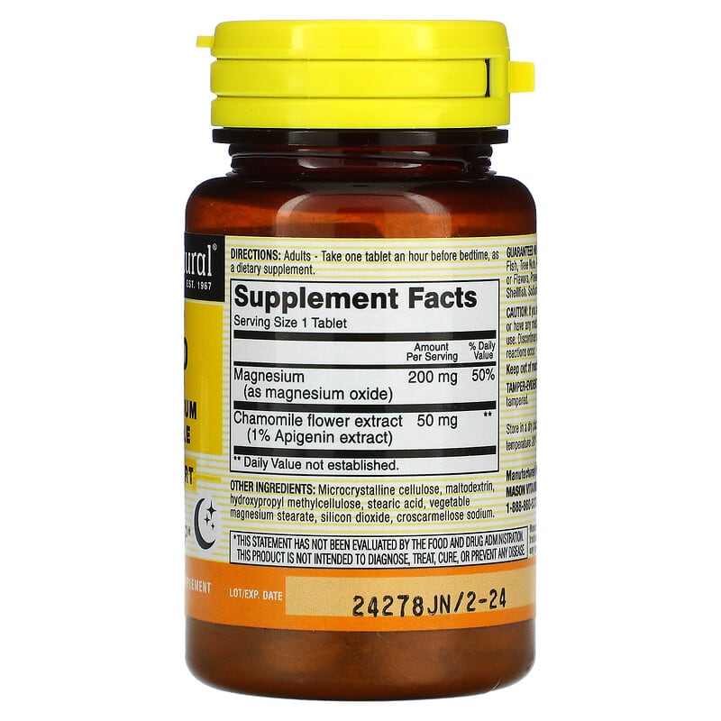 Mason Natural, Eazzzy Sleep with Magnesium & Chamomile, 60 Tablets 311845181756