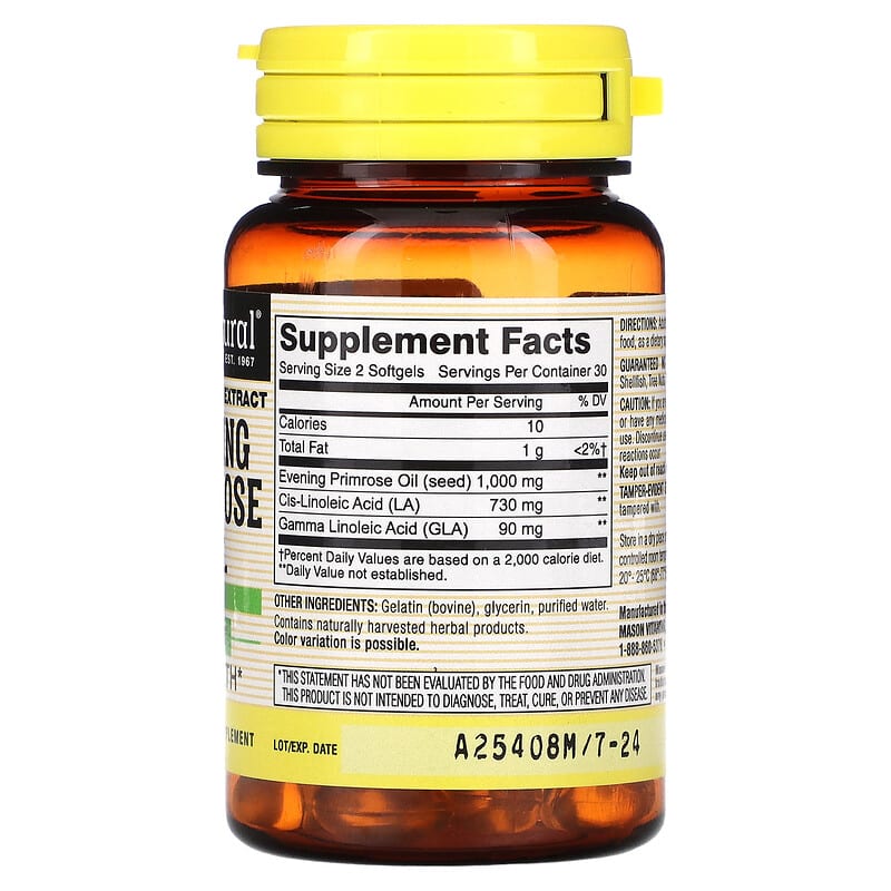 Mason Natural, Evening Primrose Oil, 60 Softgels 311845128454