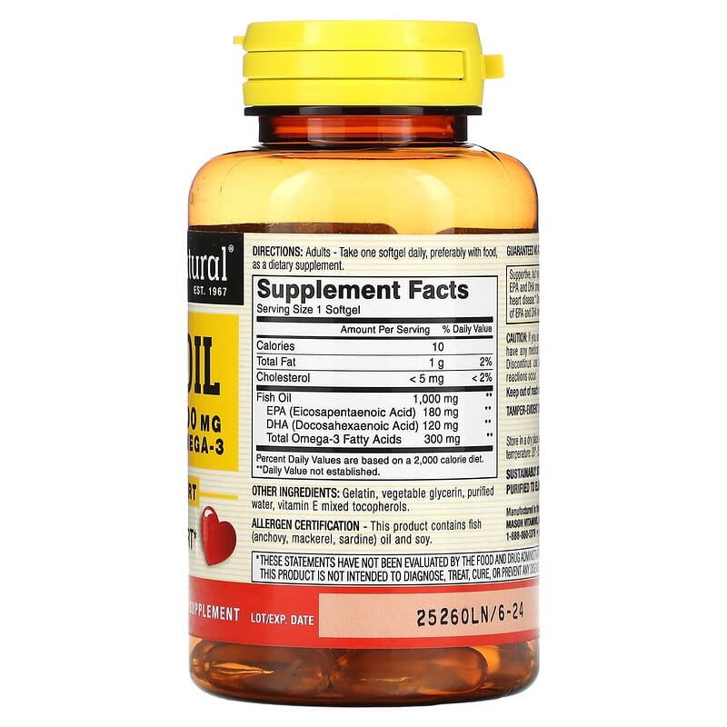 Mason Natural, Fish Oil, 1,000 mg, 60 Softgels 311845122353