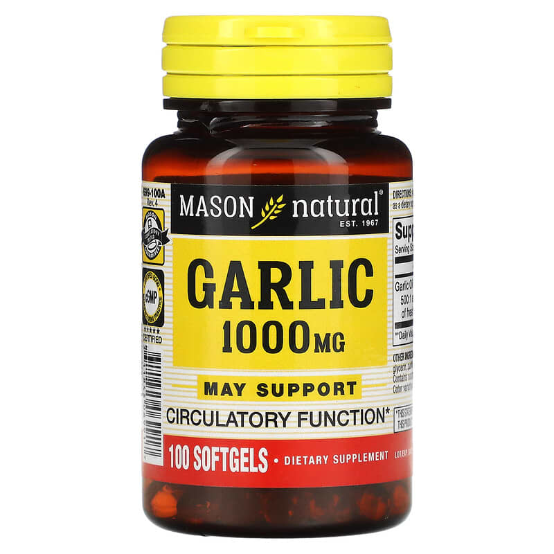 Mason Natural Garlic Oil 1,000 mg 100 Softgels 311845069917