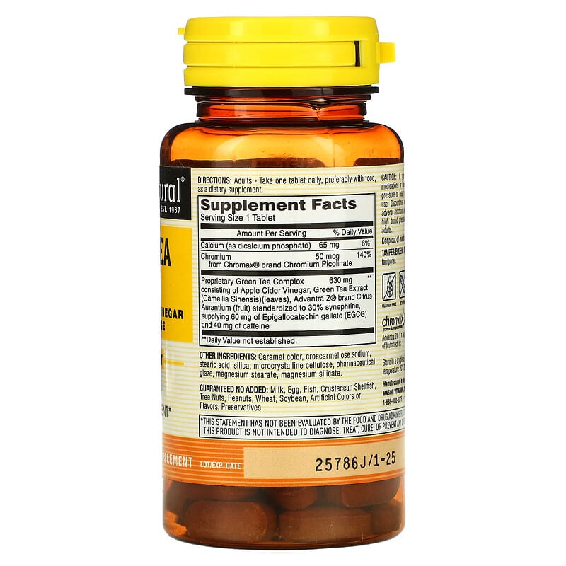 Mason Natural, Green Tea Slim with Apple Cider Vinegar & Bitter Orange, 60 Tablets 311845157157