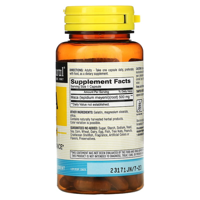 Mason Natural, Maca, 500 mg, 60 Capsules 311845125453