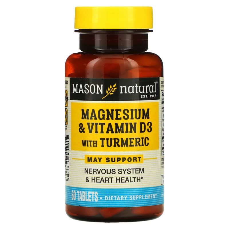 Mason Natural Magnesium & Vitamin D3 with Turmeric 60 Tablets 311845166357