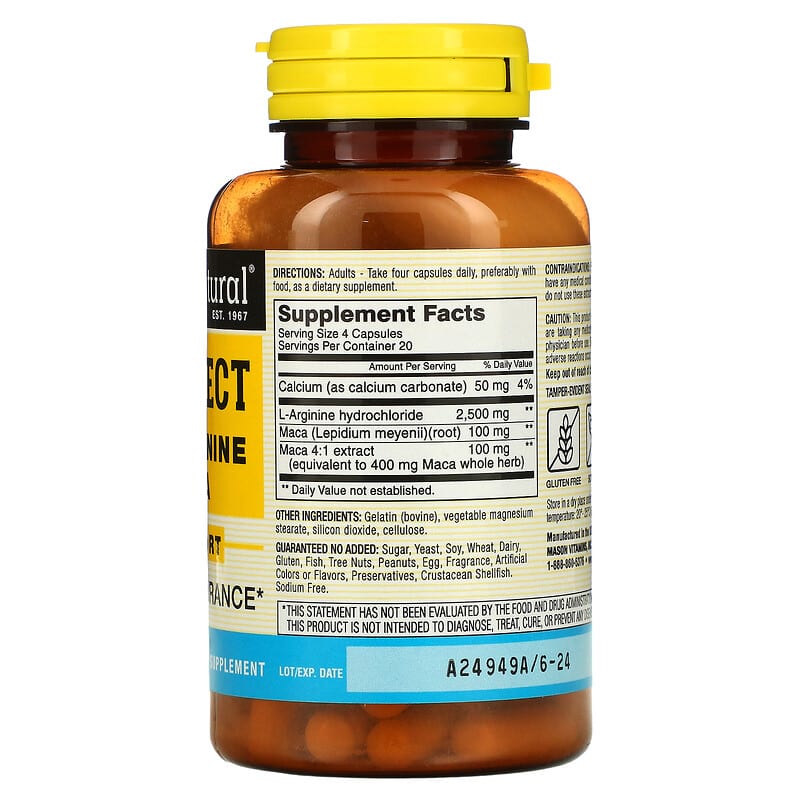 Mason Natural, Vein Erect with L-Arginine & Maca, 80 Capsules 311845134981