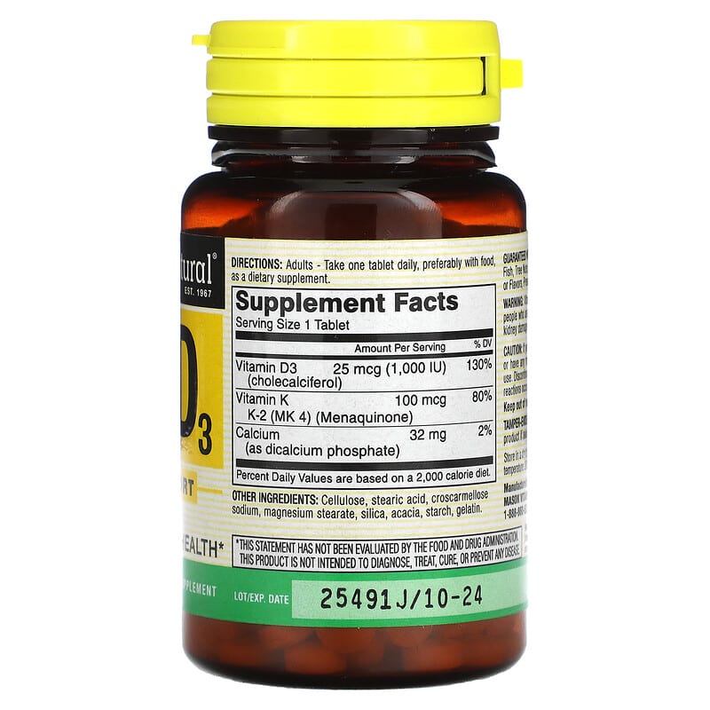 Mason Natural, Vitamin K2 Plus Vitamin D3, 100 Tablets 311845162618