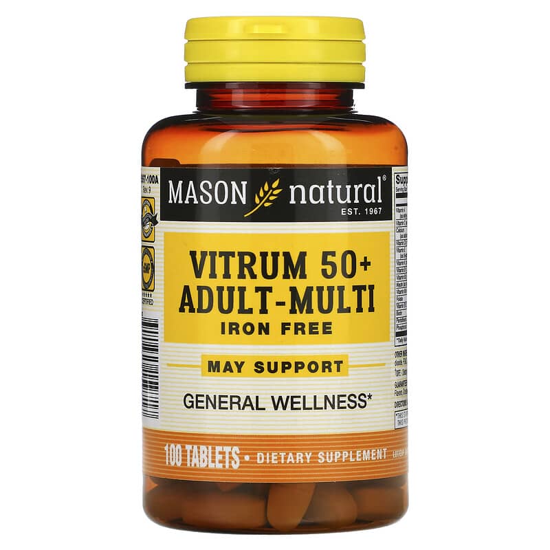 Mason Natural Vitrum 50+ Adult-Multi Iron Free 100 Tablets 311845159717