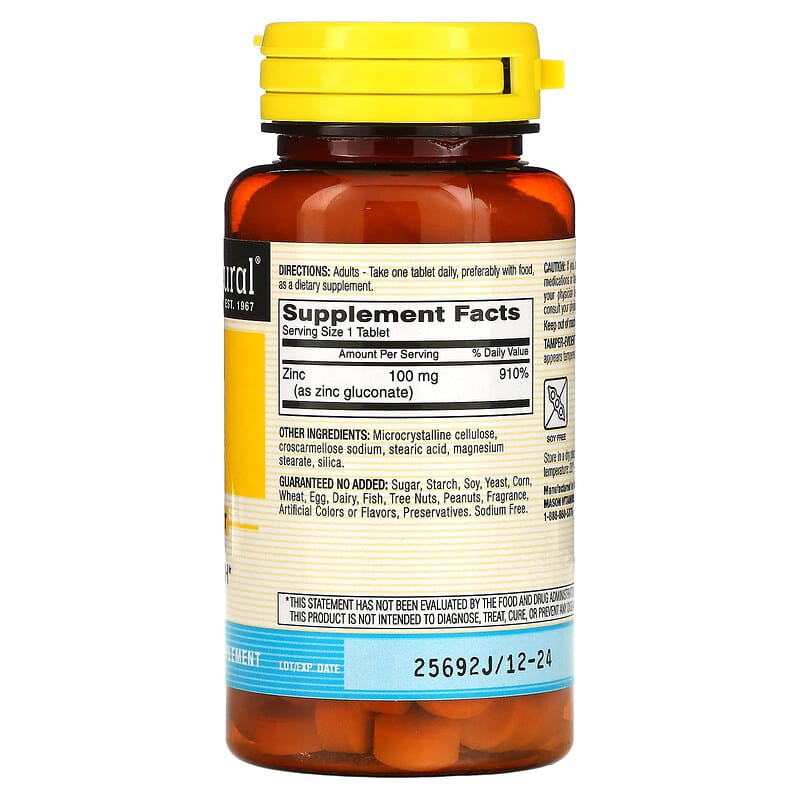Mason Natural, Zinc, 100 mg, 100 Tablets 311845077516
