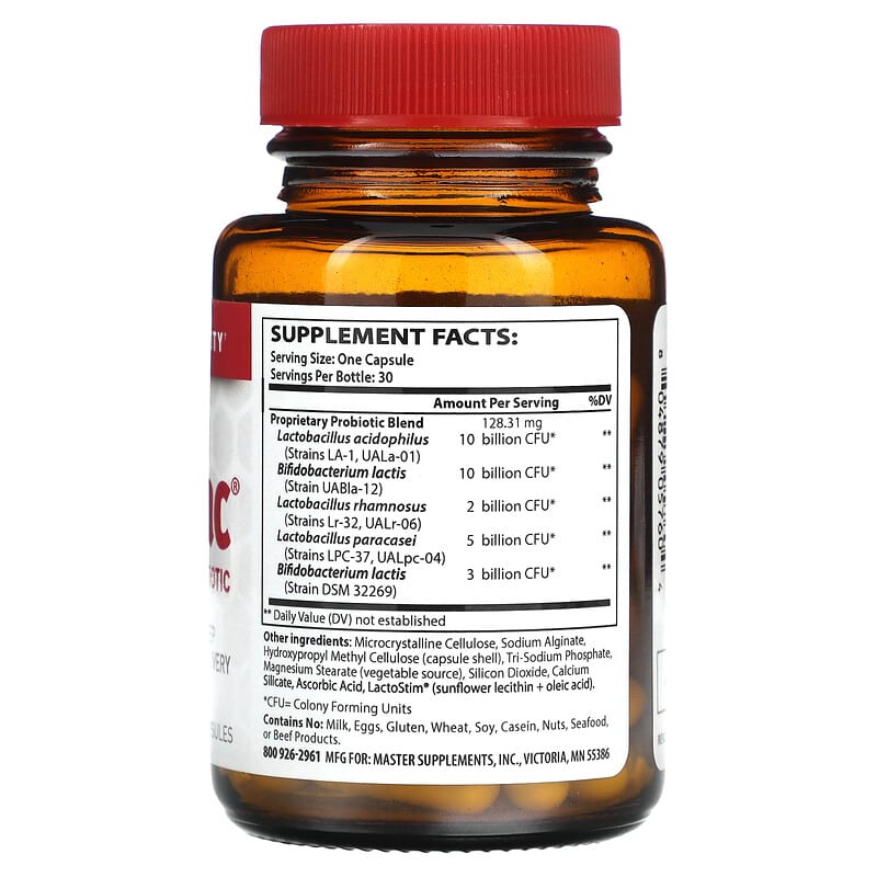 Master Supplements, Theralac, Broad Spectrum Probiotic, 30 Billion CFU, 30 Capsules 804879057604