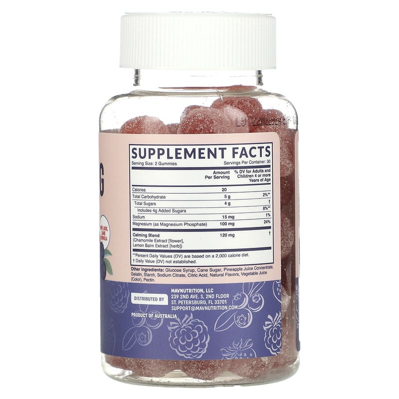 MAV Nutrition, Calming Gummies, For Kids, Berry, 60 Gummies 850018273282