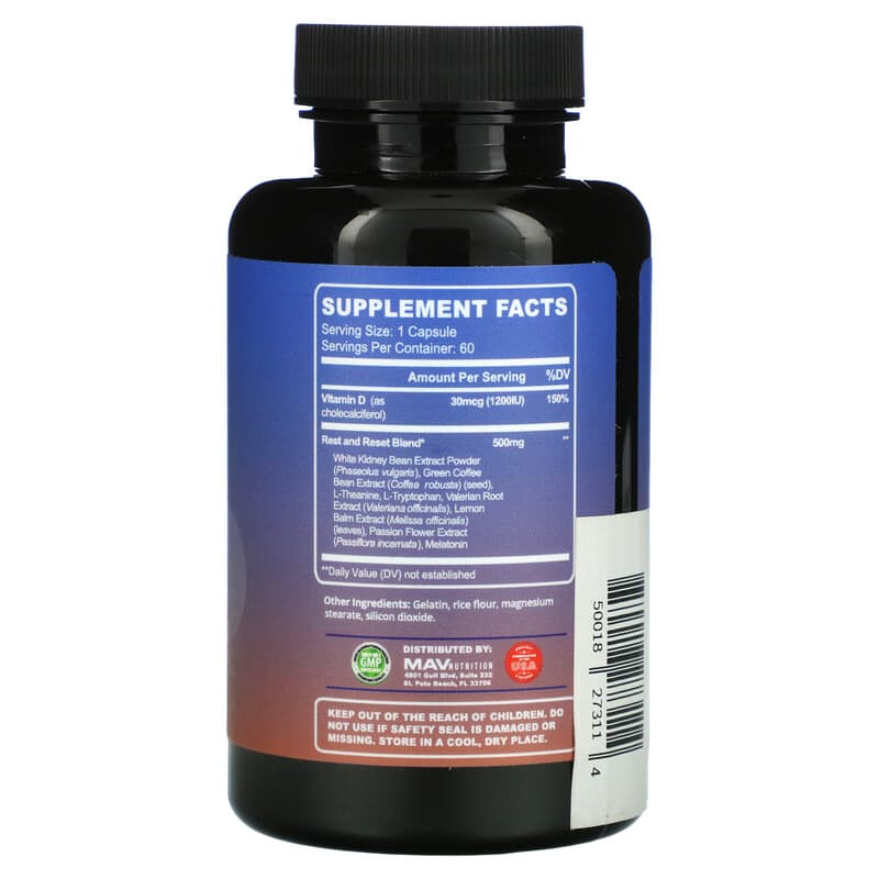 MAV Nutrition, Night Time Fat Burner, 60 Capsules 850018273114