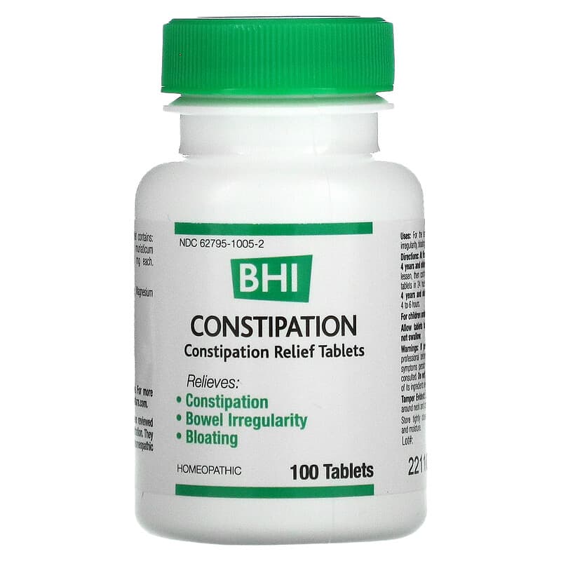 MediNatura, BHI, Constipation Relief, 100 Tablets 787647100163