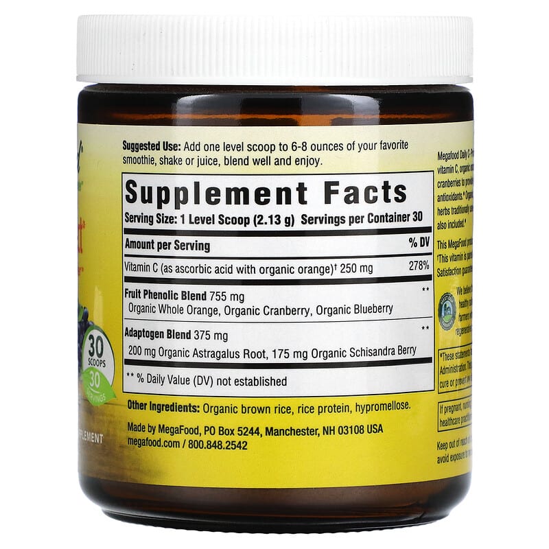 MegaFood, Daily C-Protect, Nutrient Booster Powder, Unsweetened, 2.25 oz (63.9 g) 51494601372