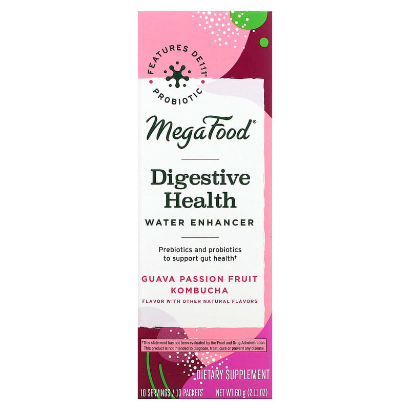 MegaFood Digestive Health Water Enhancer Guava Passion Fruit Kombucha 10 Packets 0.21 oz (6 g) Each 51494104798