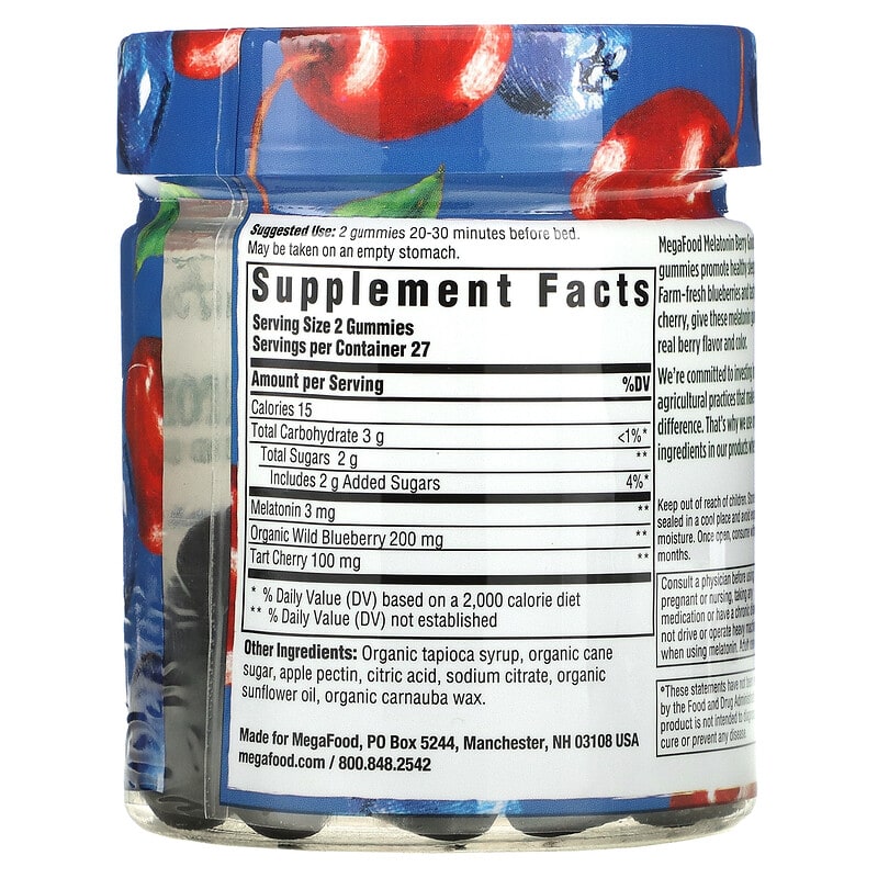MegaFood, Melatonin Berry Good Sleep, Berry, 1.5 mg, 54 Gummies 51494104156