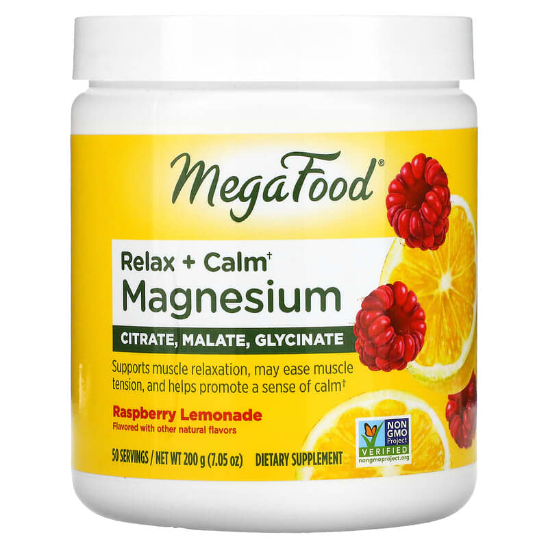 MegaFood Relax + Calm Magnesium Raspberry Lemonade 7.05 oz (200 g) 51494601716