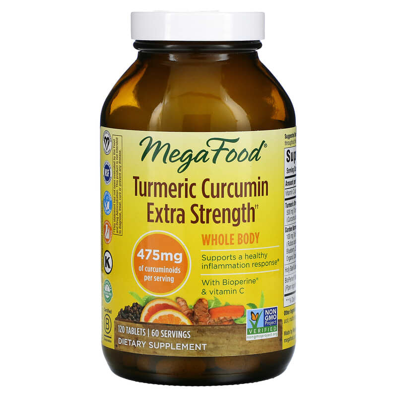 MegaFood Turmeric Curcumin Extra Strength Whole Body 237.5 mg 120 Tablets 51494100103