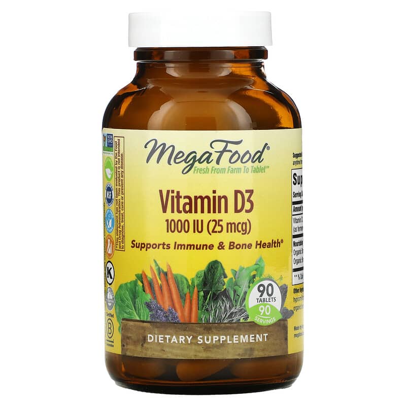 MegaFood Vitamin D3 1,000 IU (25 mcg) 90 Tablets 51494101155