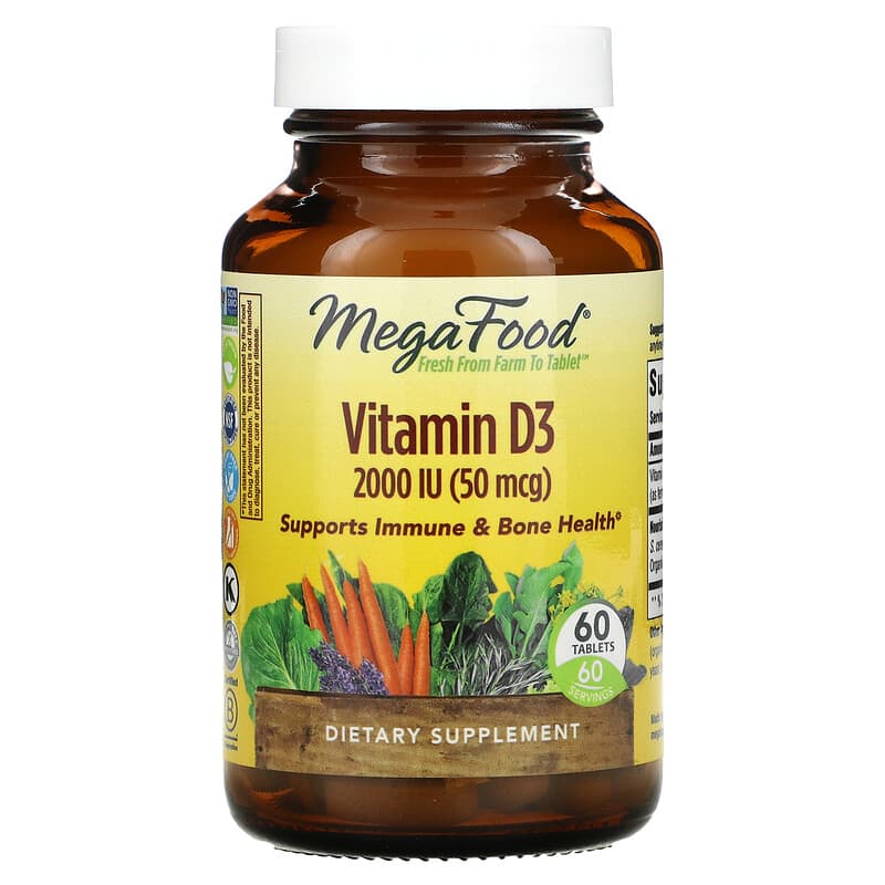 MegaFood Vitamin D3 2,000 IU (50 mcg) 60 Tablets 51494102213