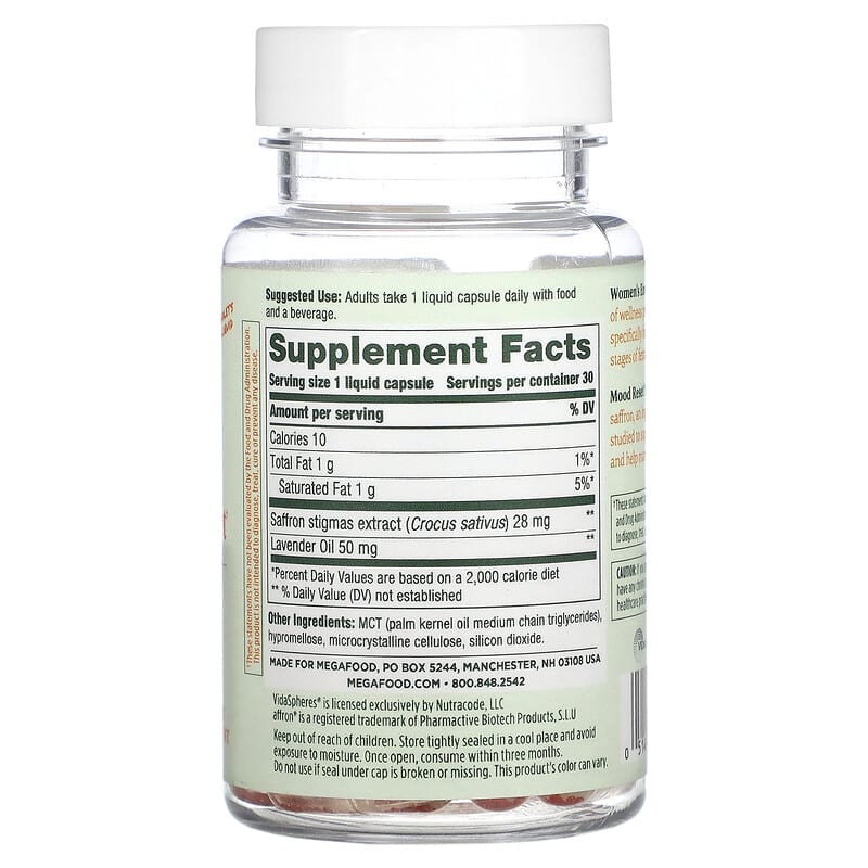 MegaFood, Women's Ensemble, Mood Reset, 30 Capsules 51494105054