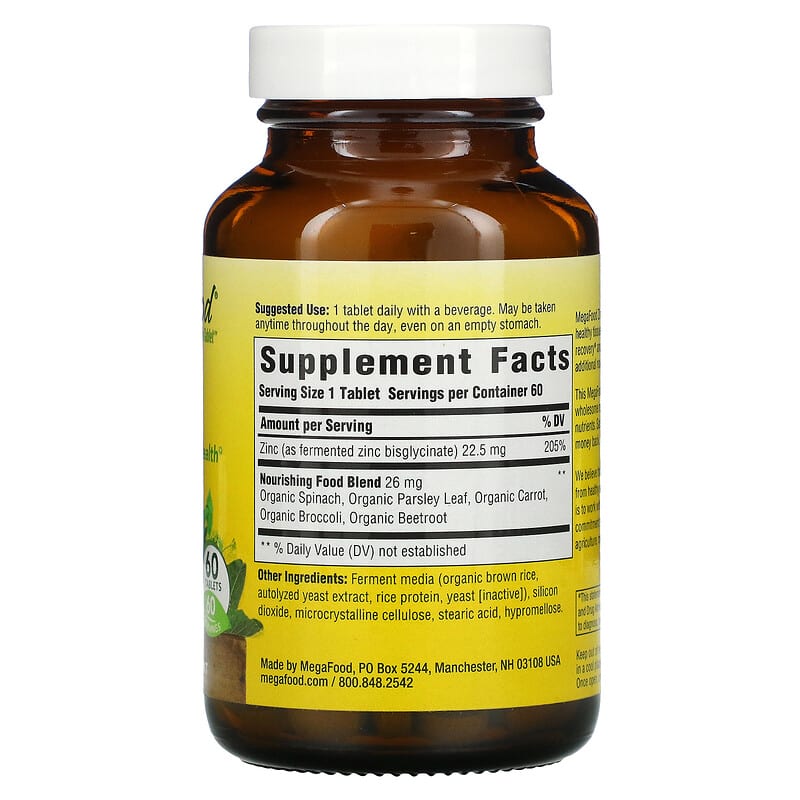 MegaFood, Zinc, 60 Tablets 51494101889