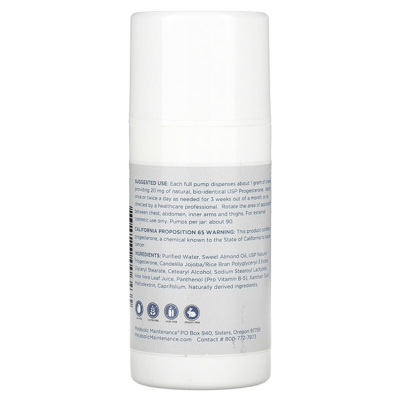 Metabolic Maintenance, Natural Progeste Cream, 3.5 fl oz (100 ml) 838287006435