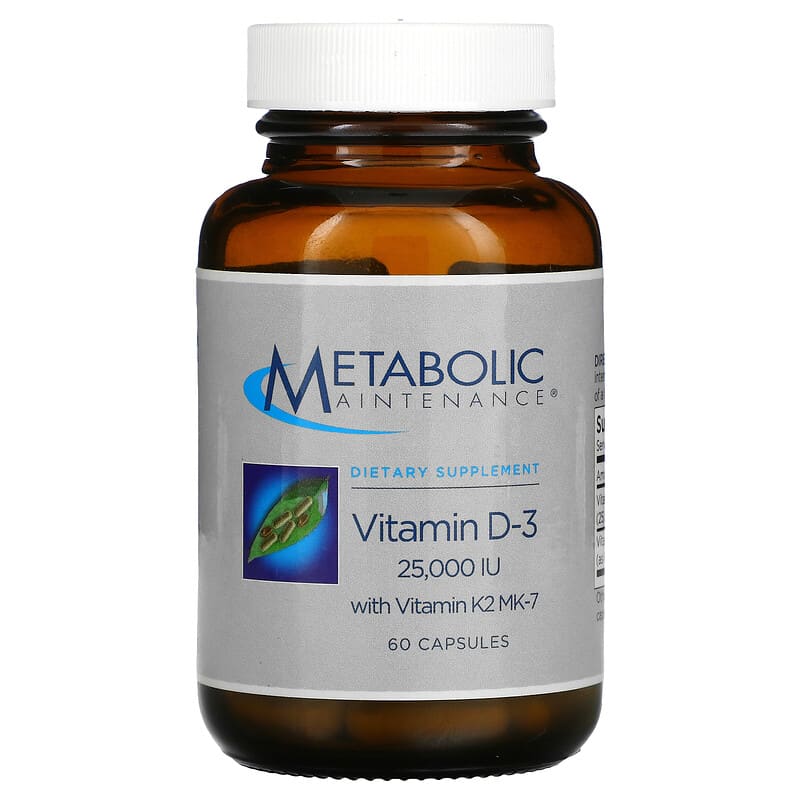 Metabolic Maintenance Vitamin D-3 with Vitamin K2 MK-7 625 mcg (25,000 IU) 60 Capsules 838287005292