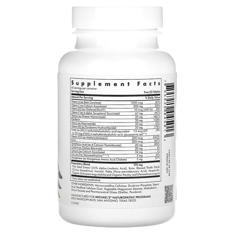 Michael's Naturopathic, Pre-Teen Girls, Multivitamin , 120 Vegetarian Tablets 755929045013