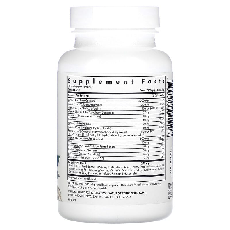 Michael's Naturopathic, Teen Boys, Herbs & Vitamins , 60 Vegetarian Capsules 755929041107