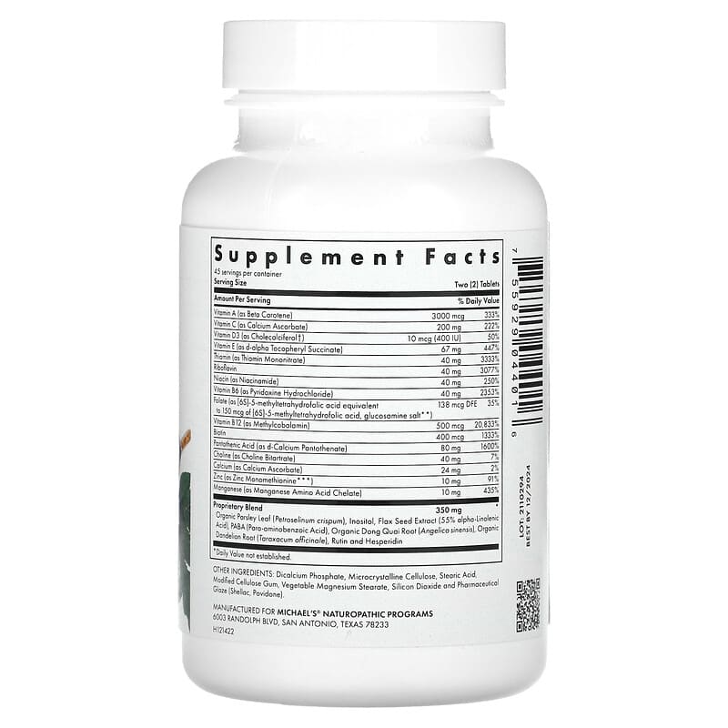 Michael's Naturopathic, Teen Girls Tabs, Multivitamin, 90 Vegetarian Tablets 755929044016