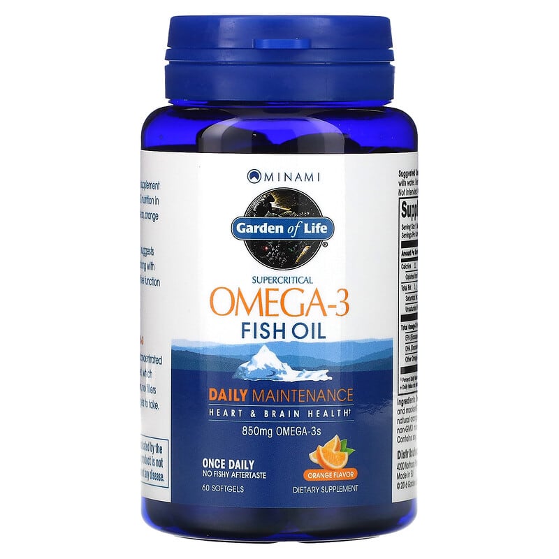 Minami Nutrition, Garden of Life, Supercritical Omega-3 Fish Oil, Orange, 850 mg, 60 Softgels 5425018610013