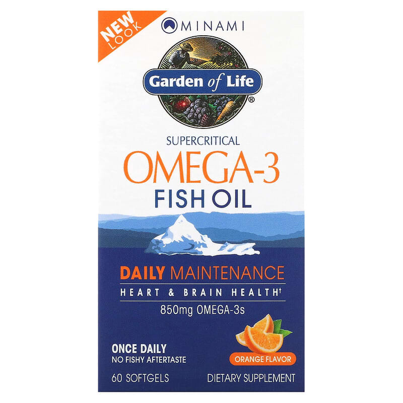 Minami Nutrition Garden of Life Supercritical Omega-3 Fish Oil Orange 850 mg 60 Softgels 5425018610013