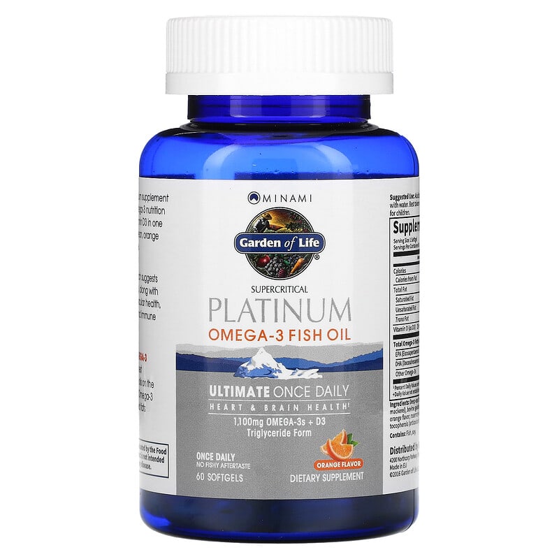 Minami Nutrition, Supercritical Platinum, Omega-3 Fish Oil, Orange, 60 Softgels 5425018611812