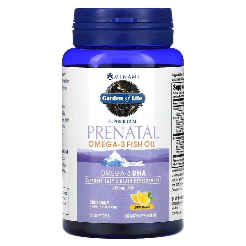 Minami Nutrition, Supercritical Prenatal, Omega-3 Fish Oil, Lemon, 60 Softgels 5425018610044