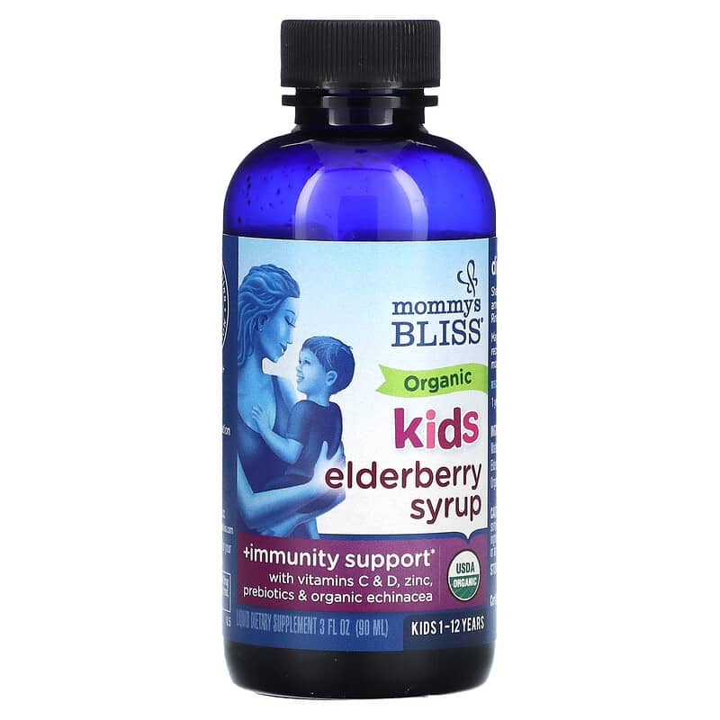 Mommy's Bliss, Kids, 1-12 Yrs, Organic Elderberry Syrup + Immunity Boost, 3 fl oz (90 ml) 679234071584
