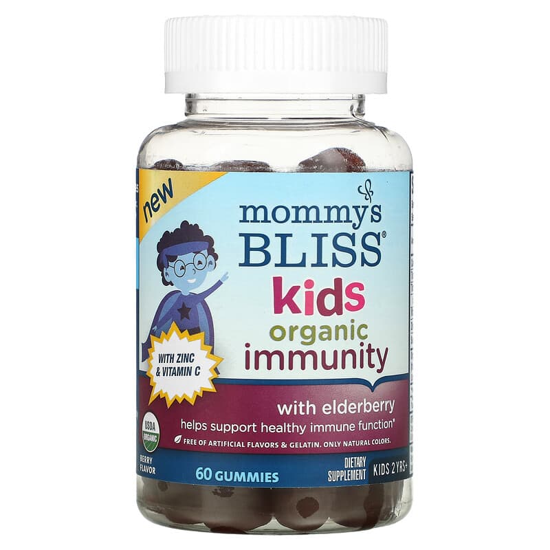 Mommy's Bliss Kids Organic Immunity With Zinc & Vitamin C 2 Yrs+ Berry 60 Gummies 679234071423