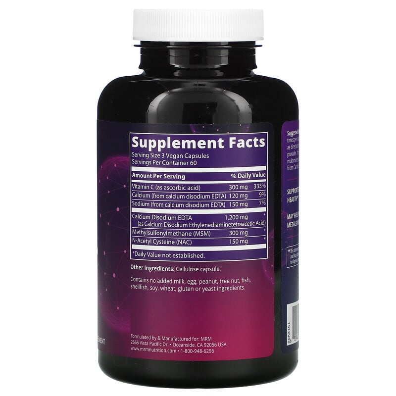 MRM Nutrition, Cardio Chelate with EDTA, 180 Vegan Capsules 609492310118