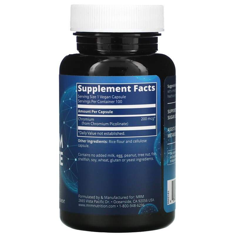 MRM Nutrition, Chromium Picolinate, 100 Vegan Capsules 609492713018